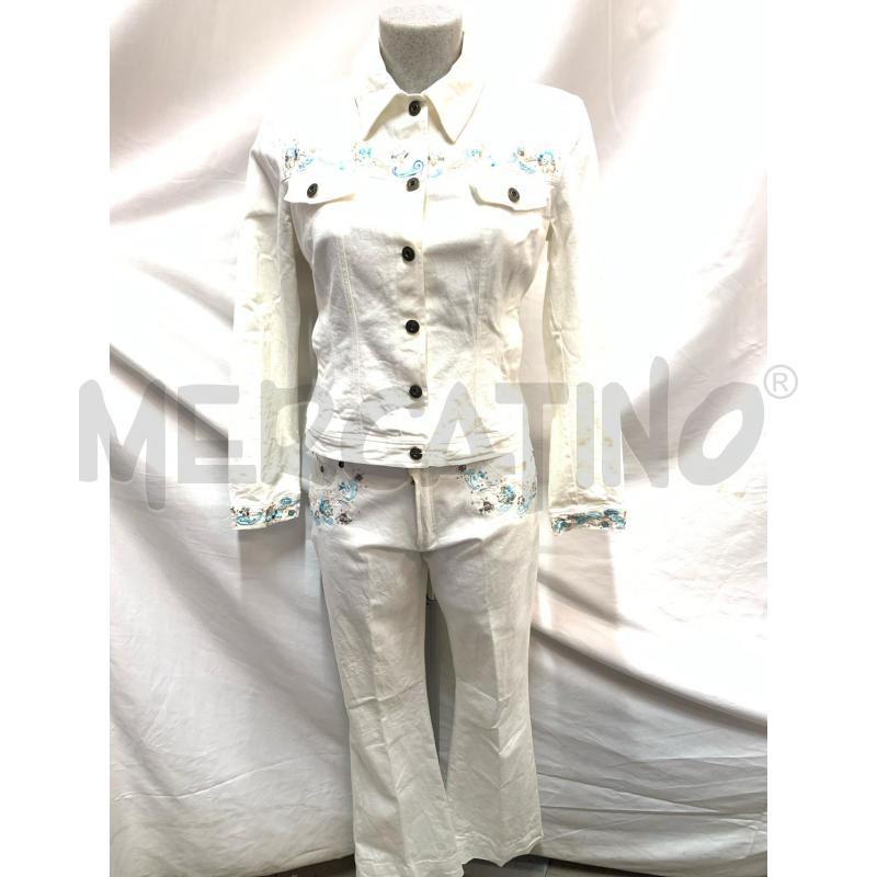 COMPLETO DONNA GAI MATTIOLO BIANCO BORDO FIOR AZZ | Mercatino dell'Usato Roma re di roma 1