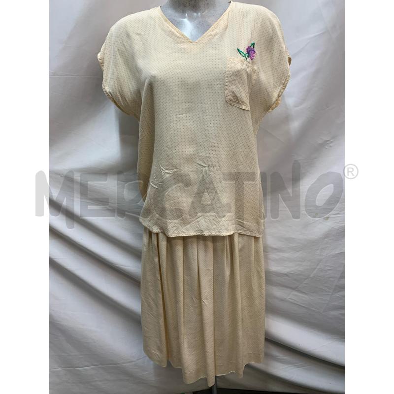 COMPLETO MAX MARA SETA BEIGE POIS NERI FIORI  | Mercatino dell'Usato Roma re di roma 1