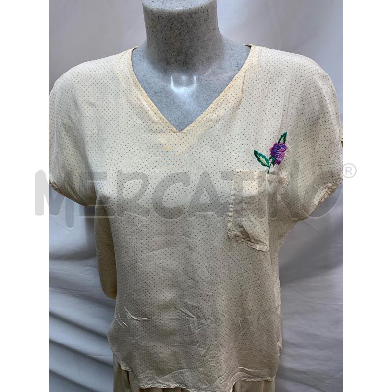 COMPLETO MAX MARA SETA BEIGE POIS NERI FIORI  | Mercatino dell'Usato Roma re di roma 2