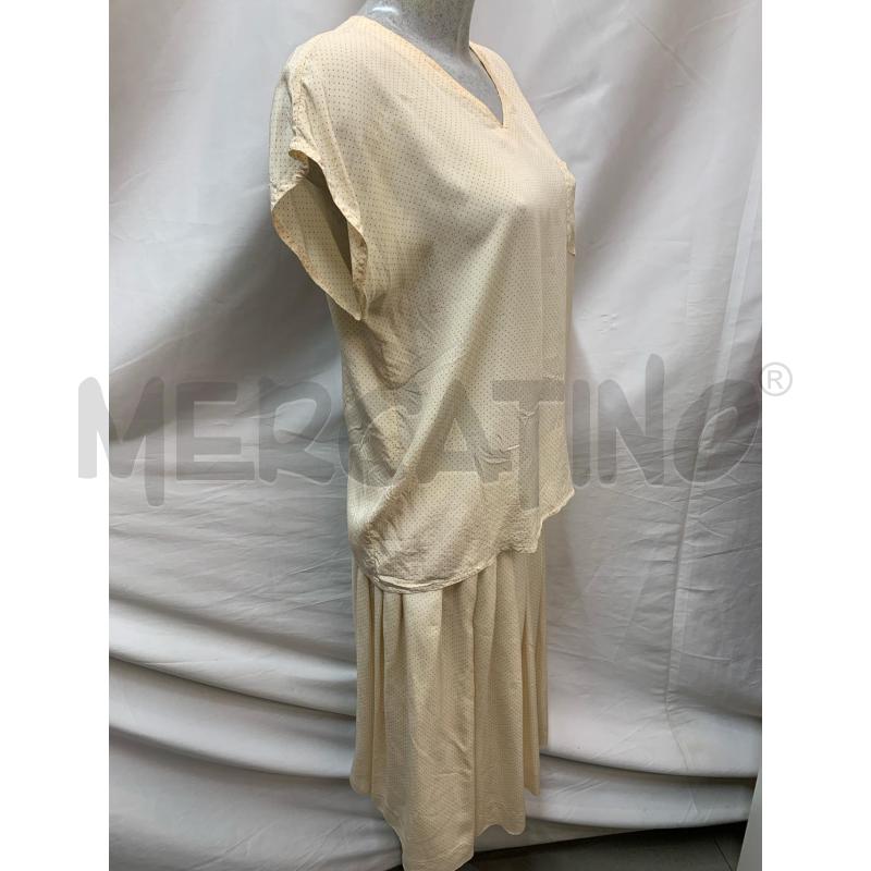 COMPLETO MAX MARA SETA BEIGE POIS NERI FIORI  | Mercatino dell'Usato Roma re di roma 3