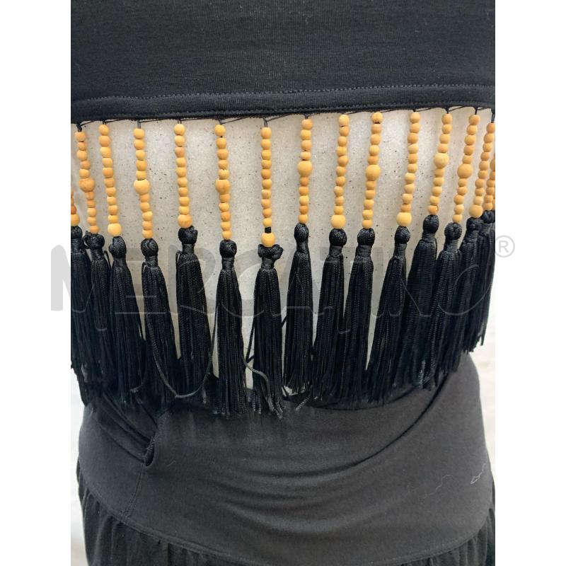 COMPLETO ONYS ANNI 90 NERO FRANGE PERLINE LEGNO | Mercatino dell'Usato Roma re di roma 5
