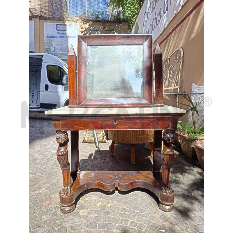 CONSOLLE P MARMO BIANCO CON SPECCHIO LEGNO SCURO  | Mercatino dell'Usato Roma re di roma 1