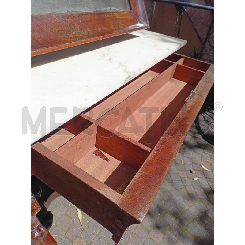 CONSOLLE P MARMO BIANCO CON SPECCHIO LEGNO SCURO  | Mercatino dell'Usato Roma re di roma 2