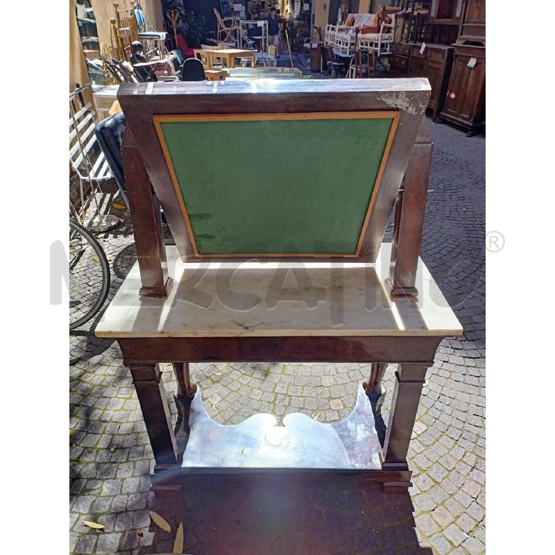 CONSOLLE P MARMO BIANCO CON SPECCHIO LEGNO SCURO  | Mercatino dell'Usato Roma re di roma 3