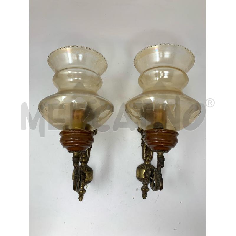COPPIA APPLIQUE OTTONE 14 LUCE PARALUME VETRO | Mercatino dell'Usato Roma re di roma 1