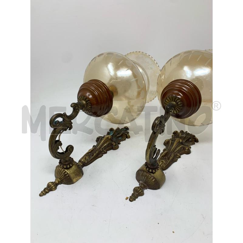 COPPIA APPLIQUE OTTONE 14 LUCE PARALUME VETRO | Mercatino dell'Usato Roma re di roma 4