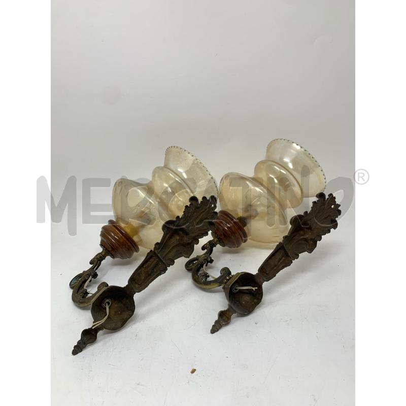 COPPIA APPLIQUE OTTONE 14 LUCE PARALUME VETRO | Mercatino dell'Usato Roma re di roma 5
