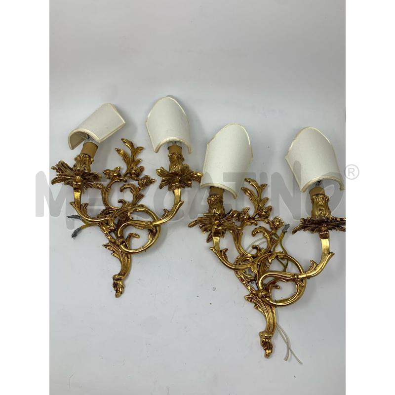 COPPIA APPLIQUE OTTONE 2 LUCI 3 ROSE VENTOLE BIANCHE  | Mercatino dell'Usato Roma re di roma 1