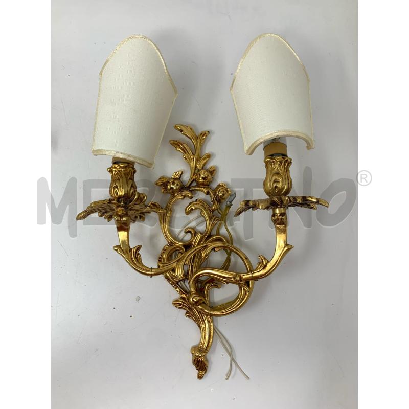 COPPIA APPLIQUE OTTONE 2 LUCI 3 ROSE VENTOLE BIANCHE  | Mercatino dell'Usato Roma re di roma 2