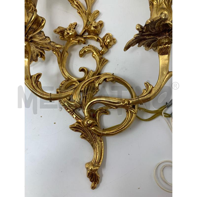 COPPIA APPLIQUE OTTONE 2 LUCI 3 ROSE VENTOLE BIANCHE  | Mercatino dell'Usato Roma re di roma 4