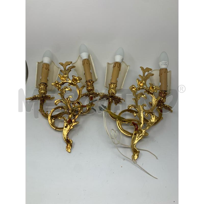 COPPIA APPLIQUE OTTONE 2 LUCI 3 ROSE VENTOLE BIANCHE  | Mercatino dell'Usato Roma re di roma 5