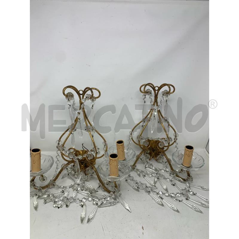 COPPIA APPLIQUE SCIOLARI 2 LUCI GOCCE STRUTTURA DORATA  | Mercatino dell'Usato Roma re di roma 1