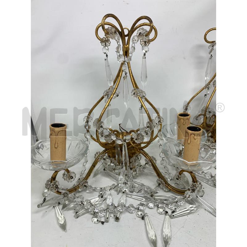 COPPIA APPLIQUE SCIOLARI 2 LUCI GOCCE STRUTTURA DORATA  | Mercatino dell'Usato Roma re di roma 2
