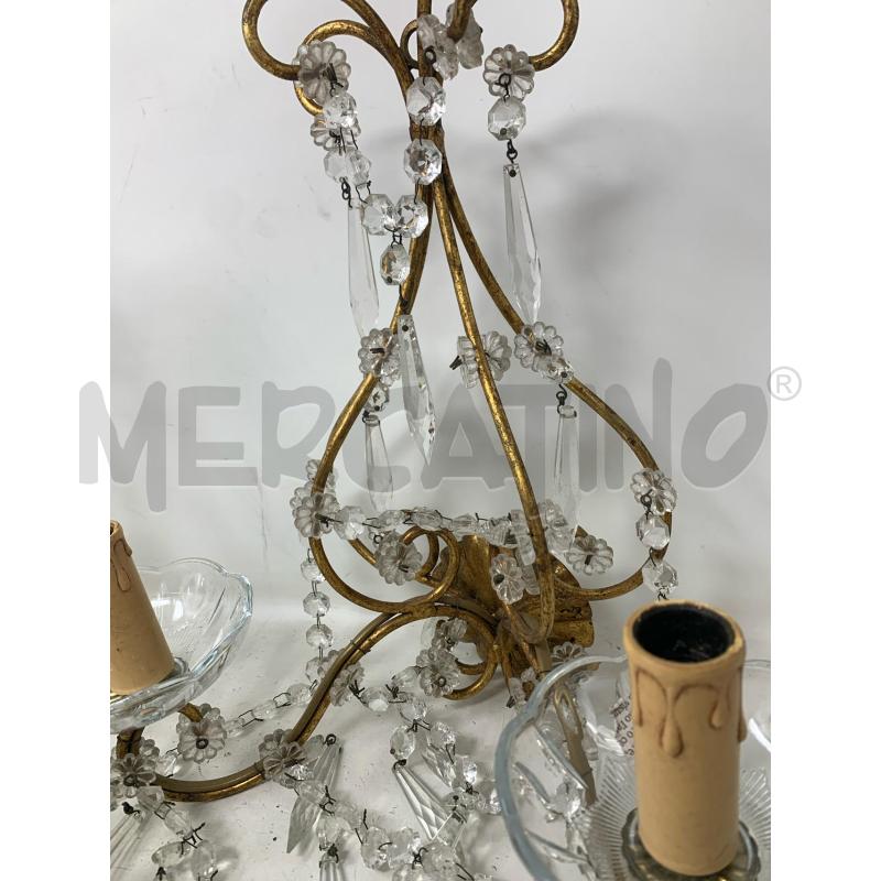COPPIA APPLIQUE SCIOLARI 2 LUCI GOCCE STRUTTURA DORATA  | Mercatino dell'Usato Roma re di roma 3
