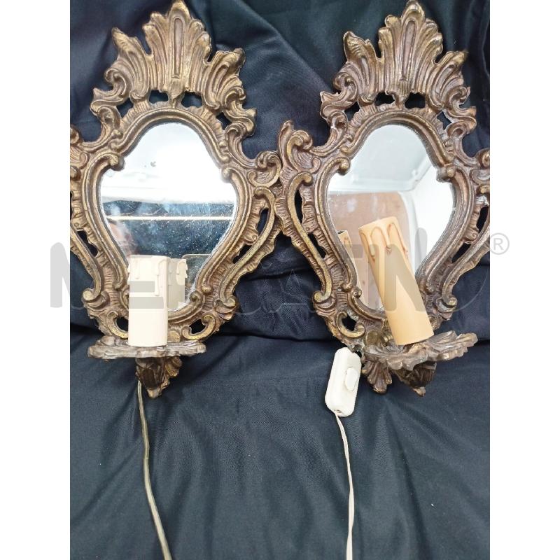 COPPIA APPLIQUE SPECCHI BRONZO DORATI 1LUCE | Mercatino dell'Usato Roma re di roma 1