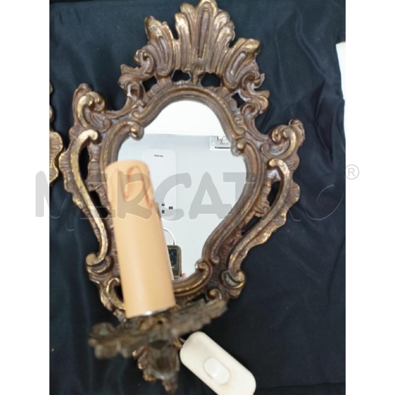 COPPIA APPLIQUE SPECCHI BRONZO DORATI 1LUCE | Mercatino dell'Usato Roma re di roma 3