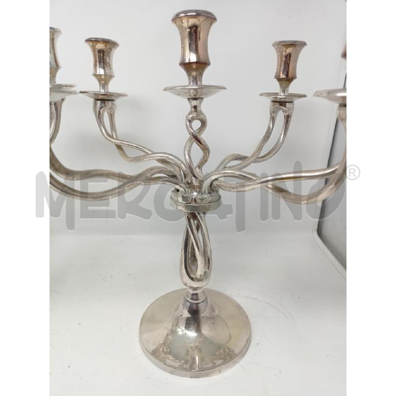 COPPIA CANDELABRI JORDAN SHEFFIELD MANICI INTRECCIATI BASE TONDA 5 LUCI  | Mercatino dell'Usato Roma re di roma 4