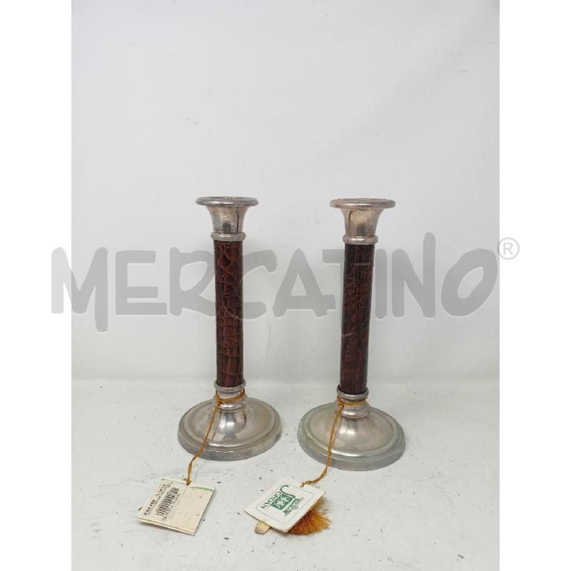 COPPIA CANDELIERI JORDAN SHEFFIELD FASCIA CUOIO EFF COCCODRILLO | Mercatino dell'Usato Roma re di roma 1
