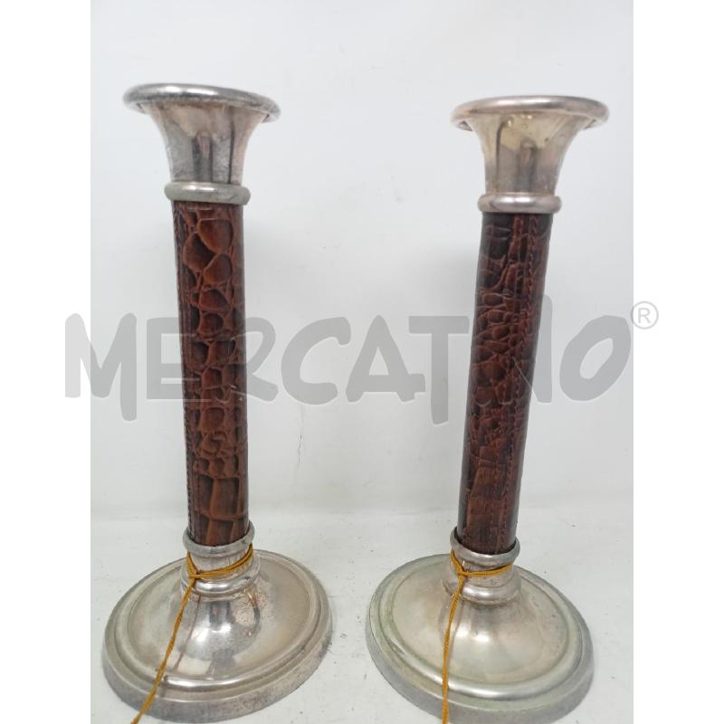 COPPIA CANDELIERI JORDAN SHEFFIELD FASCIA CUOIO EFF COCCODRILLO | Mercatino dell'Usato Roma re di roma 2