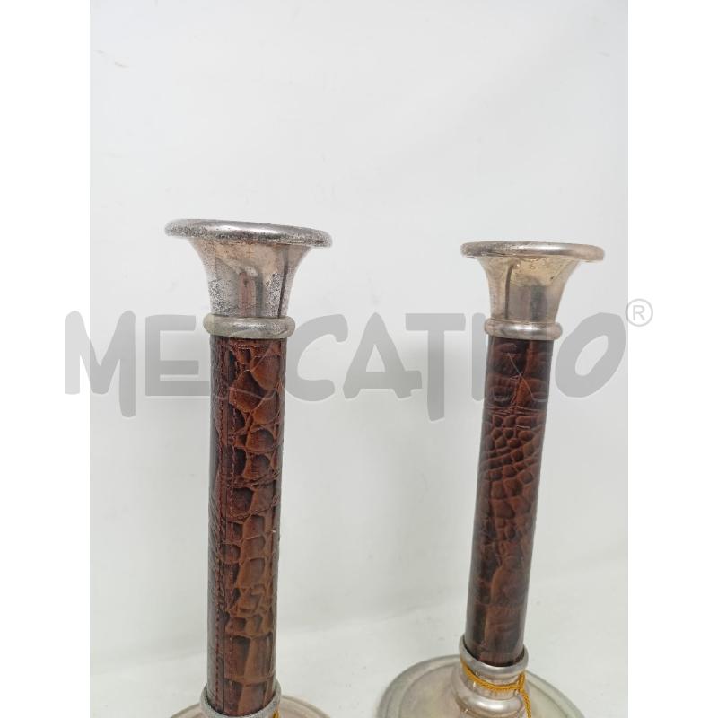 COPPIA CANDELIERI JORDAN SHEFFIELD FASCIA CUOIO EFF COCCODRILLO | Mercatino dell'Usato Roma re di roma 3