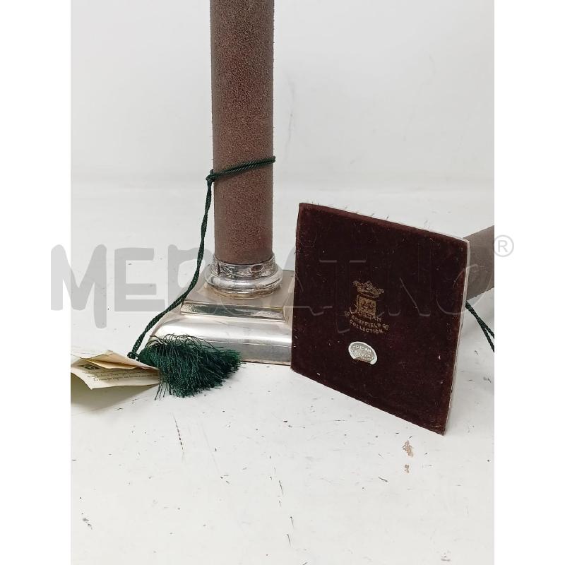 COPPIA CANDELIERI JORDAN SHEFFIELD FASCIA CUOIO MARRONE BASE QUADRATA | Mercatino dell'Usato Roma re di roma 4