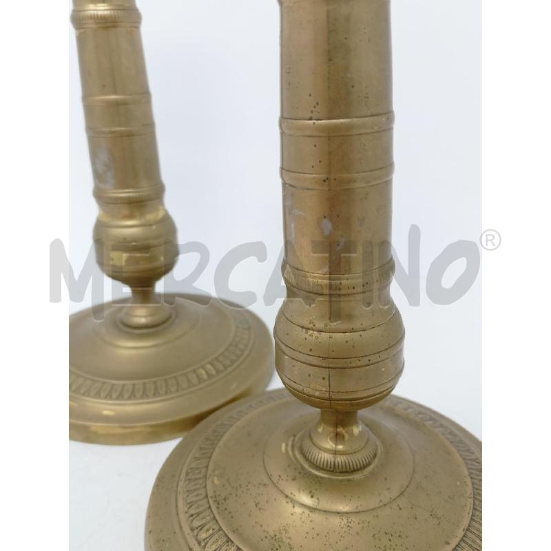 COPPIA CANDELIERI OTTONE DEC GEOMETRICHE  | Mercatino dell'Usato Roma re di roma 2