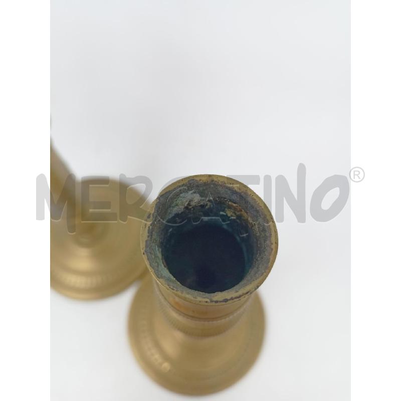 COPPIA CANDELIERI OTTONE DEC GEOMETRICHE  | Mercatino dell'Usato Roma re di roma 3