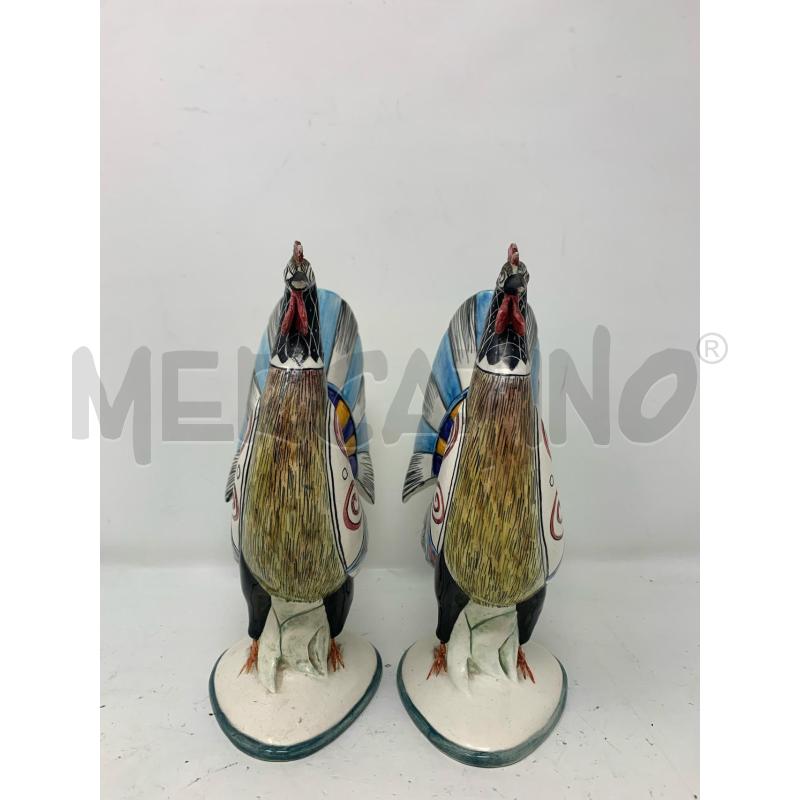 COPPIA GALLI CERAMICA ALCYONE ITALY MULTICOLOR SPIRALI LATERALI BLU GIALLO | Mercatino dell'Usato Roma re di roma 2