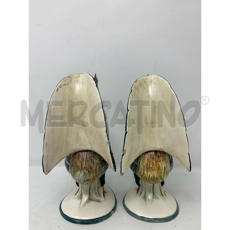 COPPIA GALLI CERAMICA ALCYONE ITALY MULTICOLOR SPIRALI LATERALI BLU GIALLO | Mercatino dell'Usato Roma re di roma 3