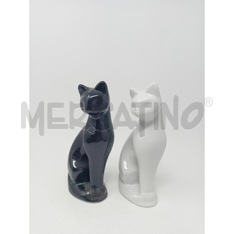 COPPIA GATTI CERAMICA BIANCO NERO STILIZZATI  | Mercatino dell'Usato Roma re di roma 1