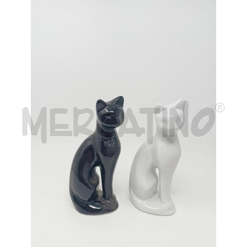 COPPIA GATTI CERAMICA BIANCO NERO STILIZZATI  | Mercatino dell'Usato Roma re di roma 2