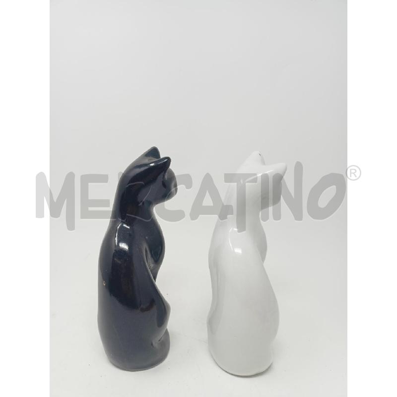 COPPIA GATTI CERAMICA BIANCO NERO STILIZZATI  | Mercatino dell'Usato Roma re di roma 3