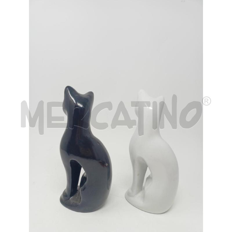 COPPIA GATTI CERAMICA BIANCO NERO STILIZZATI  | Mercatino dell'Usato Roma re di roma 4