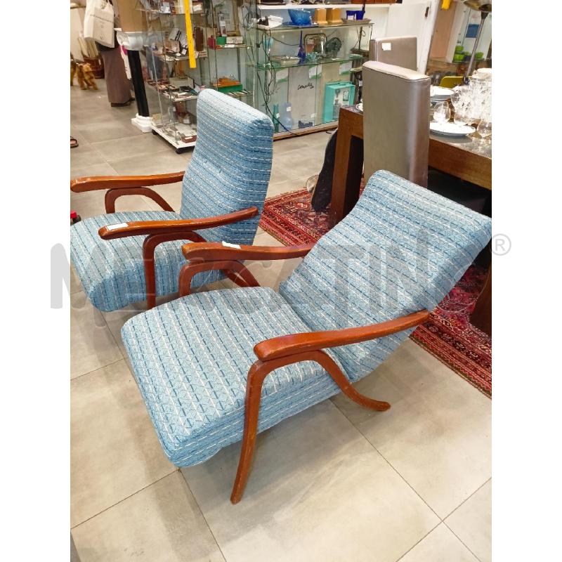 COPPIA POLTRONE REGOLABILI ANNI 60 TESSUTO AZZURRO E BIANCO | Mercatino dell'Usato Roma re di roma 4