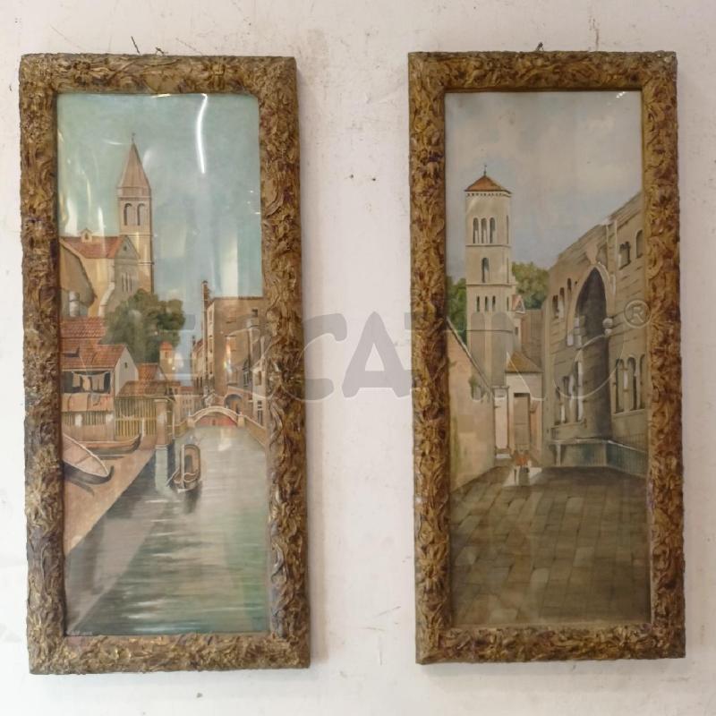 COPPIA QUADRI RETTANGOLARI VIALETTO VENEZIA CANALE GONDOLA CAMPANILE | Mercatino dell'Usato Roma re di roma 1