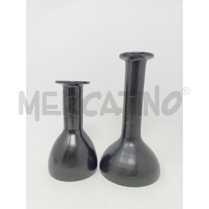 COPPIA VASI NERI FORMA SFIASCO CERAMICA | Mercatino dell'Usato Roma re di roma 1