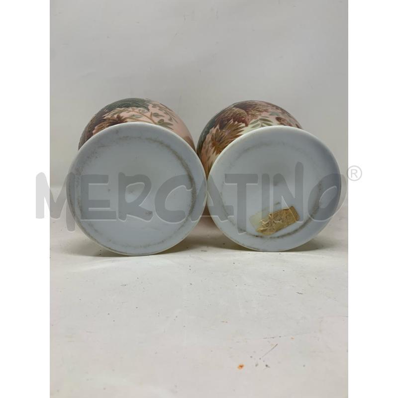 COPPIA VASI OPALINA VERDE MARRONE FIORI DIPINTI  | Mercatino dell'Usato Roma re di roma 5