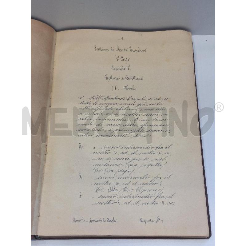 CORSO DI LEZIONI DI ARABO TRIPOLINO INIZIO 900 LIBIA COLONIE AFRICA ITALIANA | Mercatino dell'Usato Roma re di roma 1