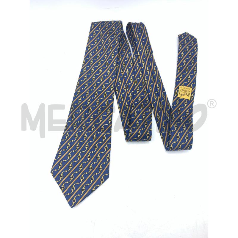 CRAVATTA HERMES BLU CATENE ORO  | Mercatino dell'Usato Roma re di roma 1