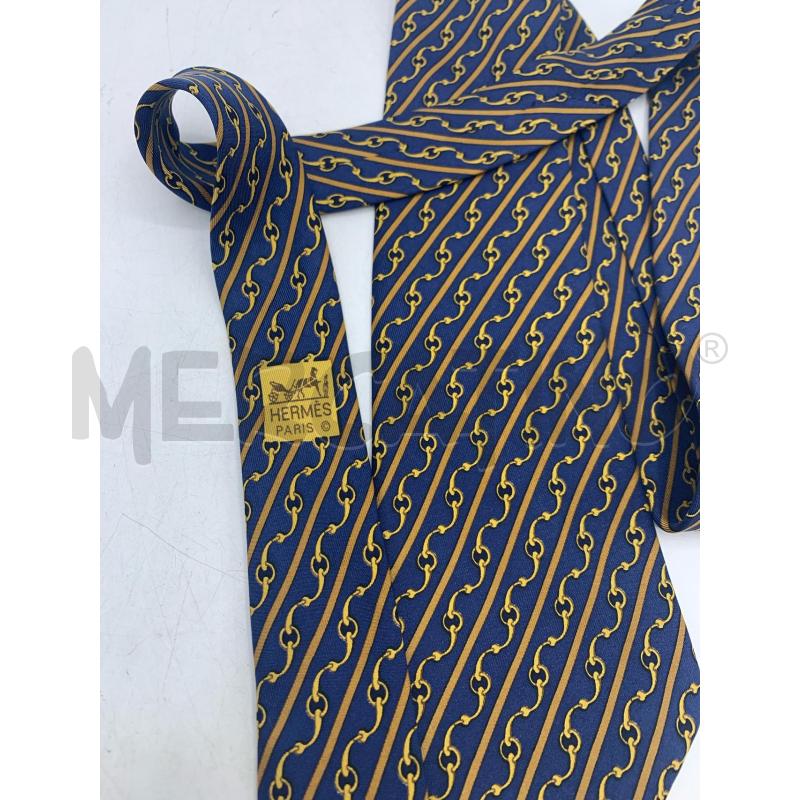 CRAVATTA HERMES BLU CATENE ORO  | Mercatino dell'Usato Roma re di roma 3