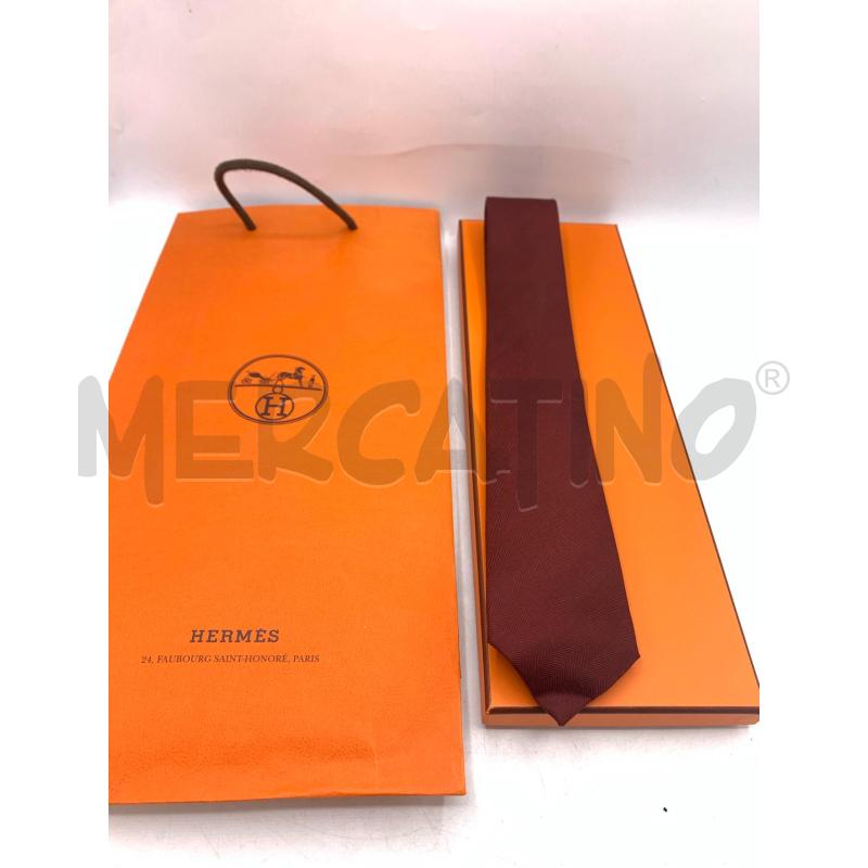 CRAVATTA HERMES BORDEAUX CON SCATOLA  | Mercatino dell'Usato Roma re di roma 1