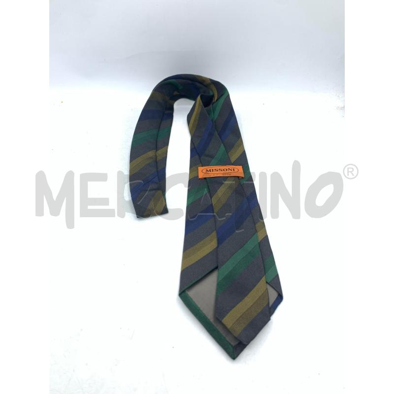 CRAVATTA MISSONI VERD BLU BEIG RIGHE | Mercatino dell'Usato Roma re di roma 2