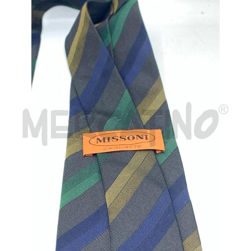 CRAVATTA MISSONI VERD BLU BEIG RIGHE | Mercatino dell'Usato Roma re di roma 3