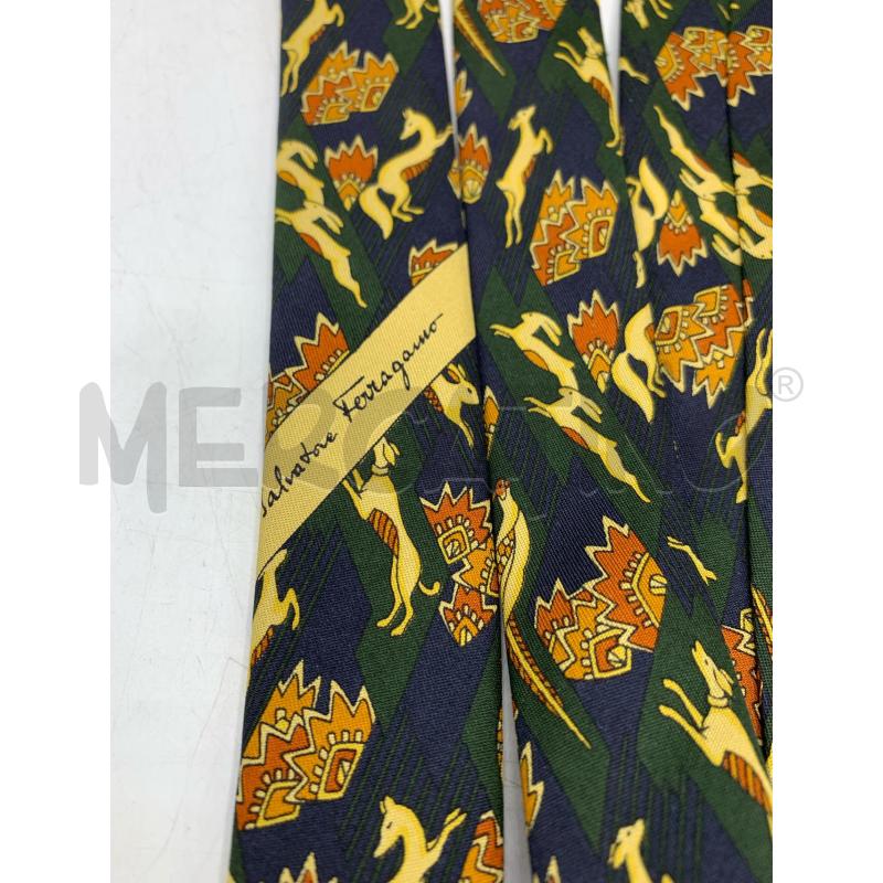 CRAVATTA SALVATORE FERRAGAMO BLU VERDE  | Mercatino dell'Usato Roma re di roma 3
