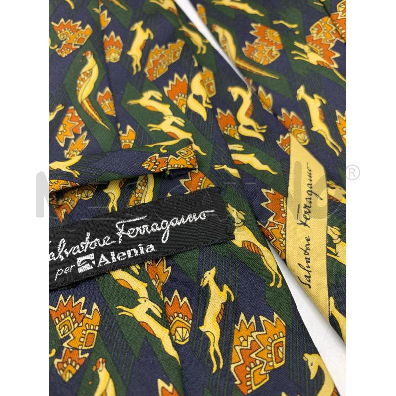 CRAVATTA SALVATORE FERRAGAMO BLU VERDE  | Mercatino dell'Usato Roma re di roma 5