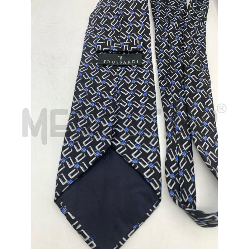 CRAVATTA TRUSSARDI NERO RICAMI BLU BLUETTE  | Mercatino dell'Usato Roma re di roma 2
