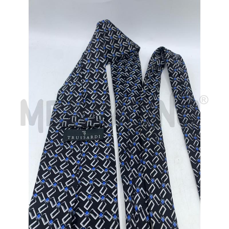 CRAVATTA TRUSSARDI NERO RICAMI BLU BLUETTE  | Mercatino dell'Usato Roma re di roma 4