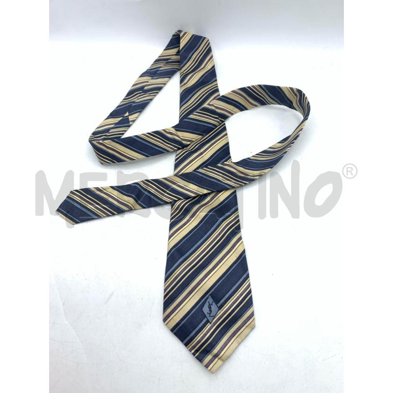 CRAVATTA YVES SAINT LAURENT BLU BEIGE | Mercatino dell'Usato Roma re di roma 1
