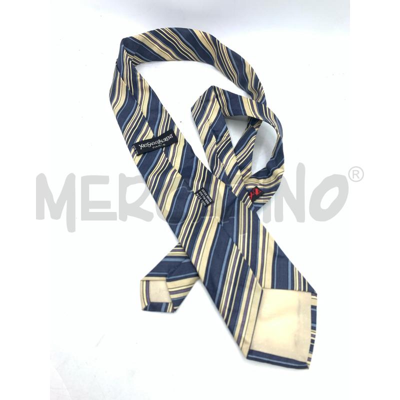 CRAVATTA YVES SAINT LAURENT BLU BEIGE | Mercatino dell'Usato Roma re di roma 2