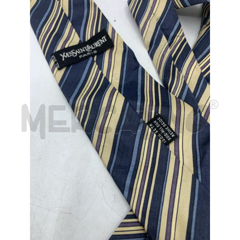 CRAVATTA YVES SAINT LAURENT BLU BEIGE | Mercatino dell'Usato Roma re di roma 3